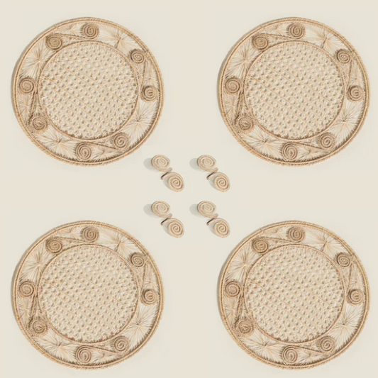 OLIVIA SET (4 napkin rings, 4 trivets)